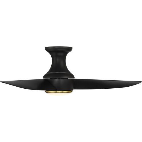 Corona 44 inch Soft Brass Matte Black with Matte Black Blades Flush Mount Ceiling Fan in 3000K, Soft Brass and Matte Black