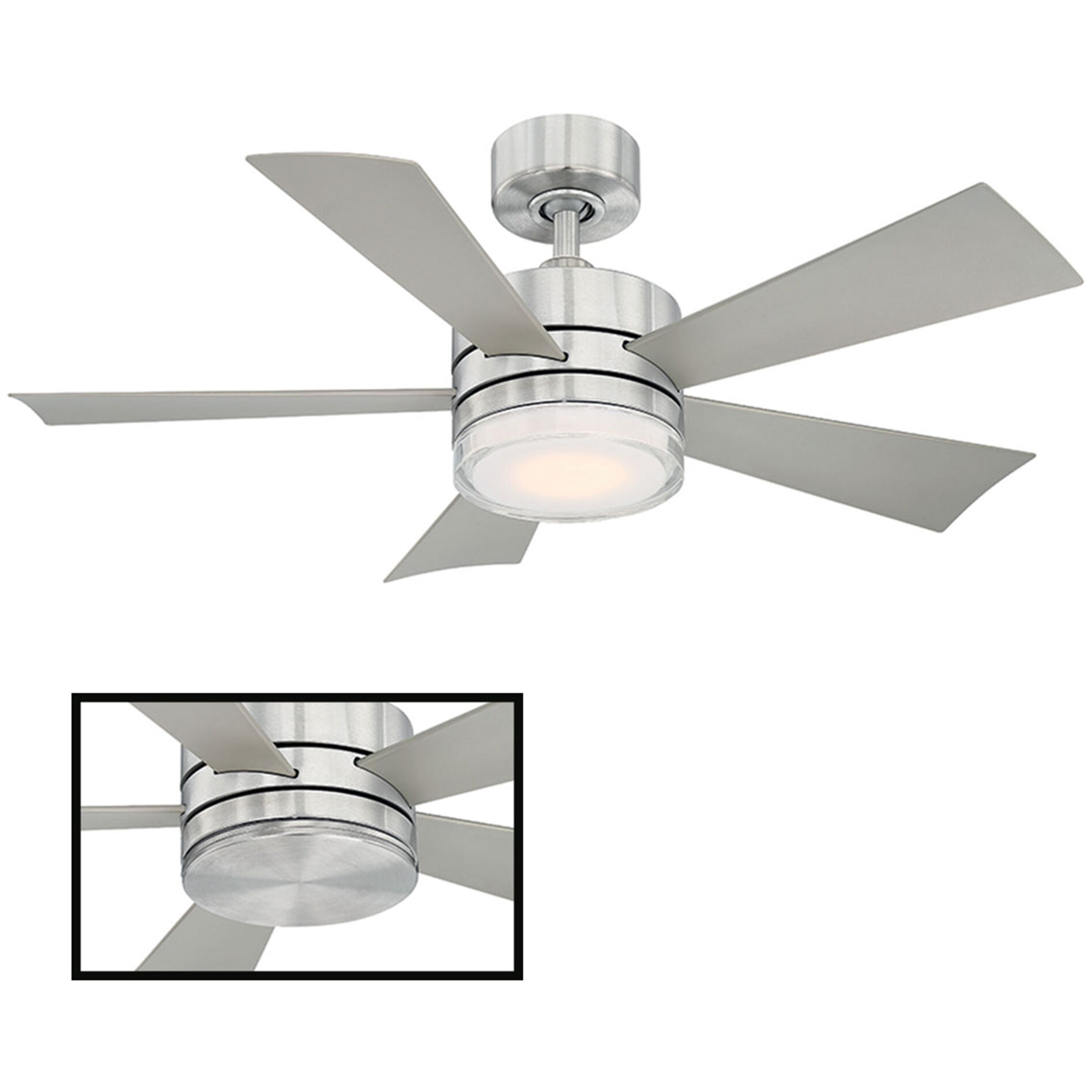 Wynd 42 inch Stainless Steel Downrod Ceiling Fan in 3500K
