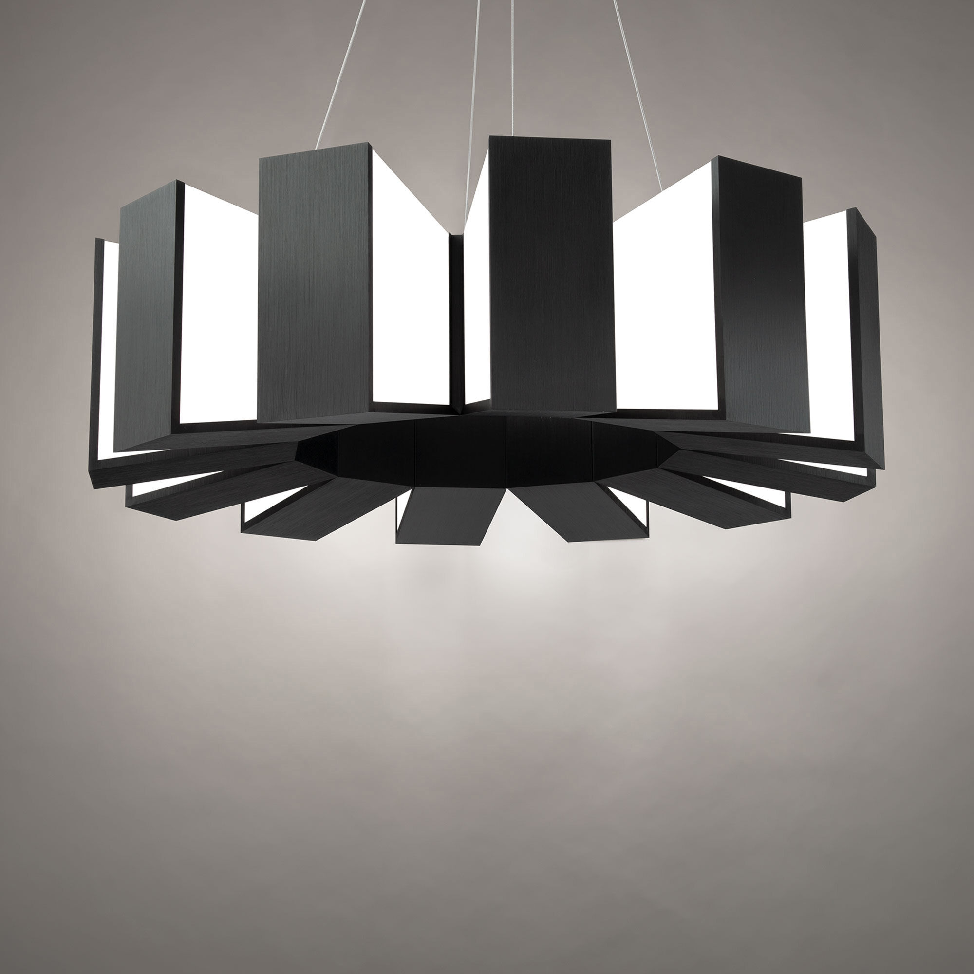 Chronos 12 Light 34 inch Black Pendant Ceiling Light in 34in.