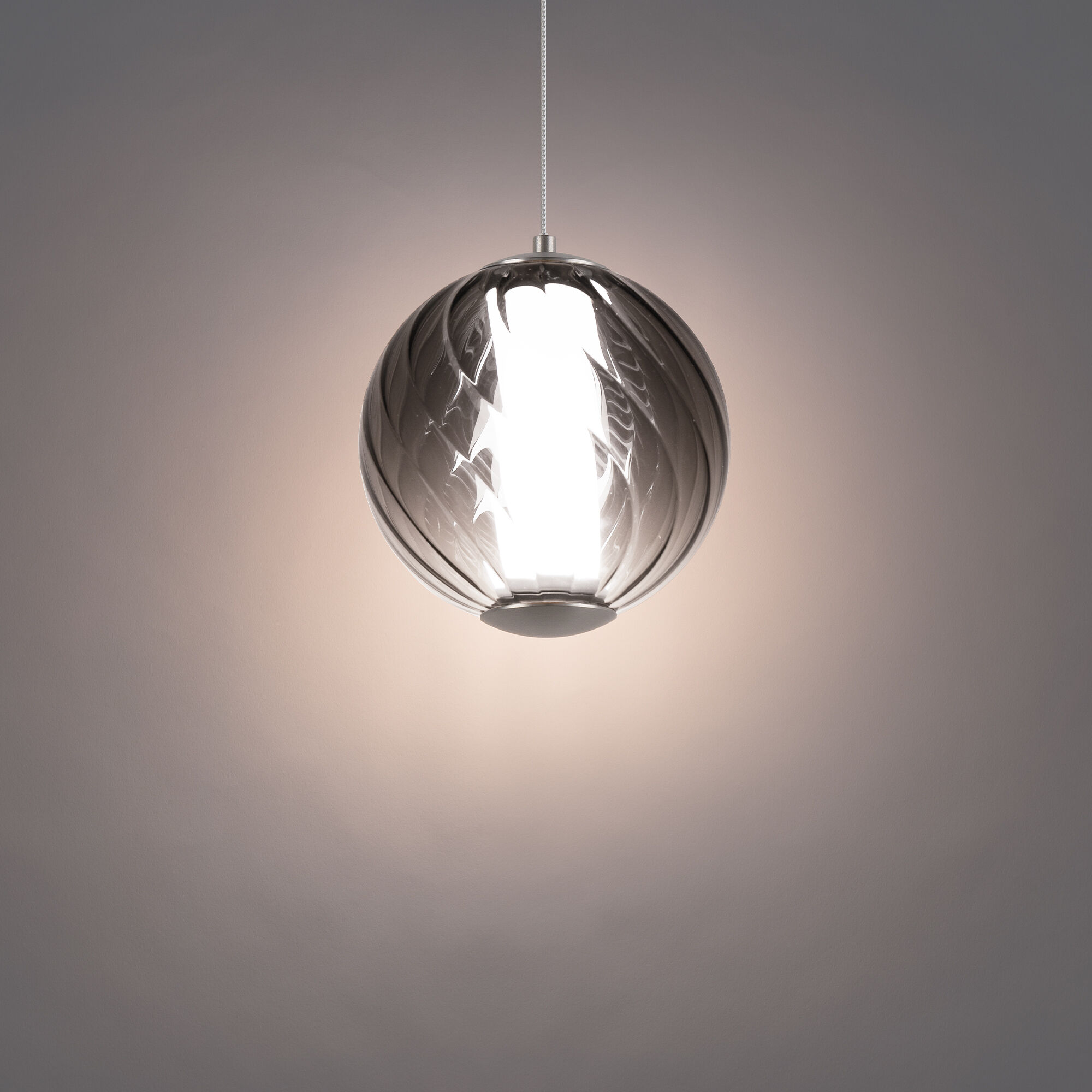 Swirly LED 5.9 inch Smoke Glass and Brushed Nickel Indoor Hanging Lighting Ceiling Light in 3500K