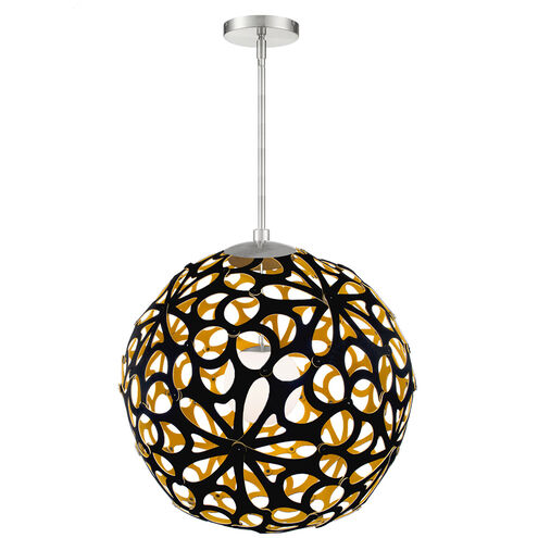 Groovy LED 24 inch Black-Gold Brushed Nickel Pendant Ceiling Light in 24in., Black and Gold