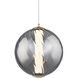 Swirly LED 9.9 inch Smoke Glass and Aged Brass Indoor Hanging Lighting Ceiling Light in 4000K