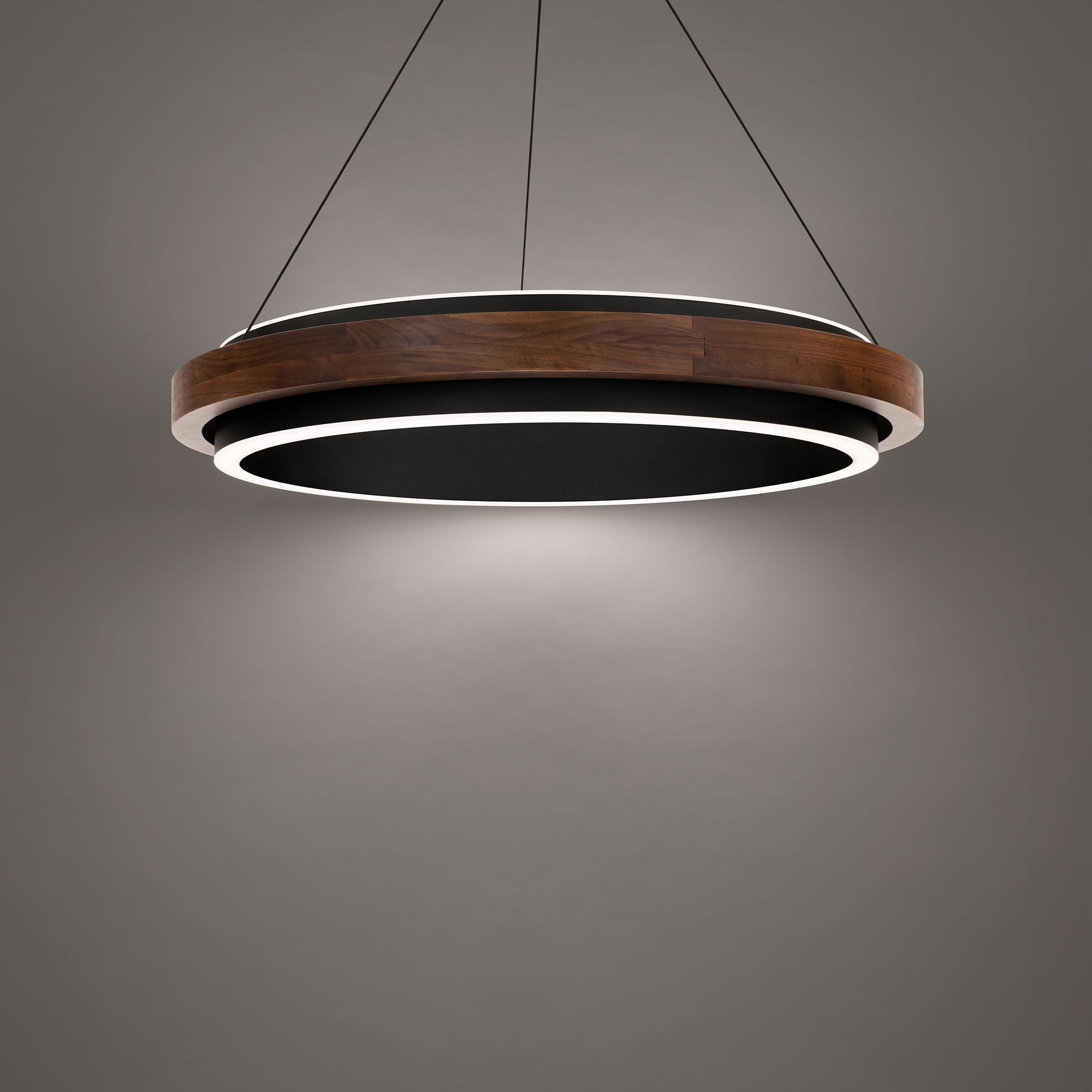 Delaney LED 29.5 inch Black and Dark Walnut Indoor Hanging Lighting Ceiling Light