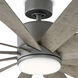 Windflower 80 inch Graphite and Weathered Gray with Weathered Gray Blades Downrod Ceiling Fan in 3500K, Graphite Weathered Gray