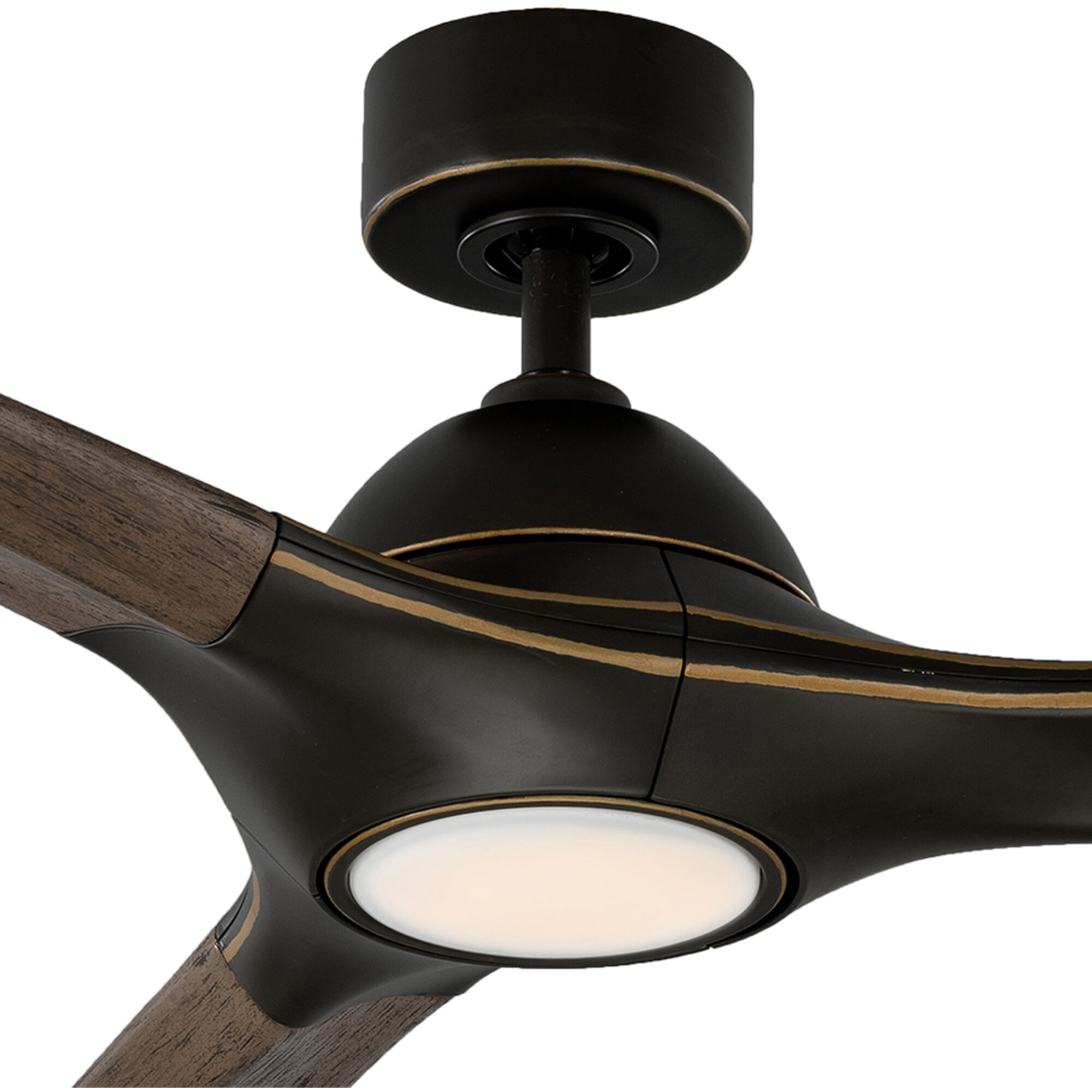 Woody 60 inch Oil Rubbed Bronze and Dark Walnut with Dark Walnut Blades Downrod Ceiling Fan in 2700K, Oil Rubbed Bronze Dark Walnut