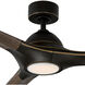 Woody 60 inch Oil Rubbed Bronze and Dark Walnut with Dark Walnut Blades Downrod Ceiling Fan in 3500K, Oil Rubbed Bronze Dark Walnut