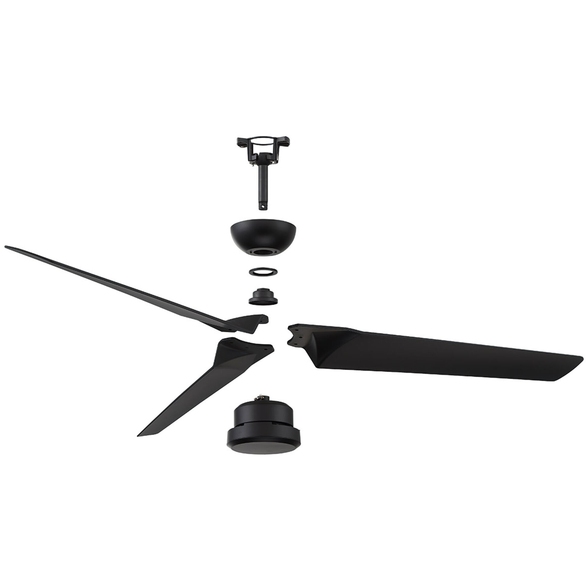 Roboto 52 inch Matte Black Downrod Ceiling Fan, Smart Ceiling Fan