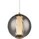 Swirly LED 5.9 inch Smoke Glass and Aged Brass Mini-Pendant Ceiling Light in 3000K