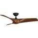 Zephyr 52 inch Matte Black and Distressed Koa with Distressed Koa Blades Downrod Ceiling Fan in Matte Black Distressed Koa, Smart Ceiling Fan