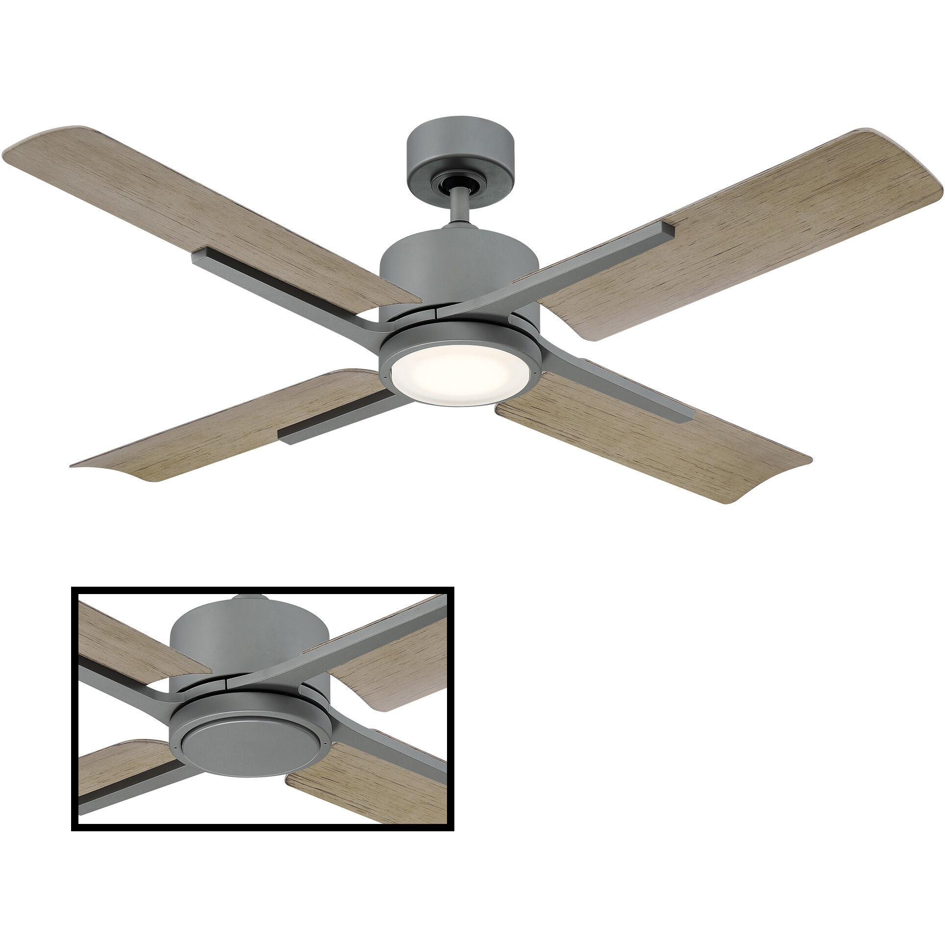 Cervantes 56 inch Graphite Weathered Gray with Weathered Gray Blades Downrod Ceiling Fan in 2700K