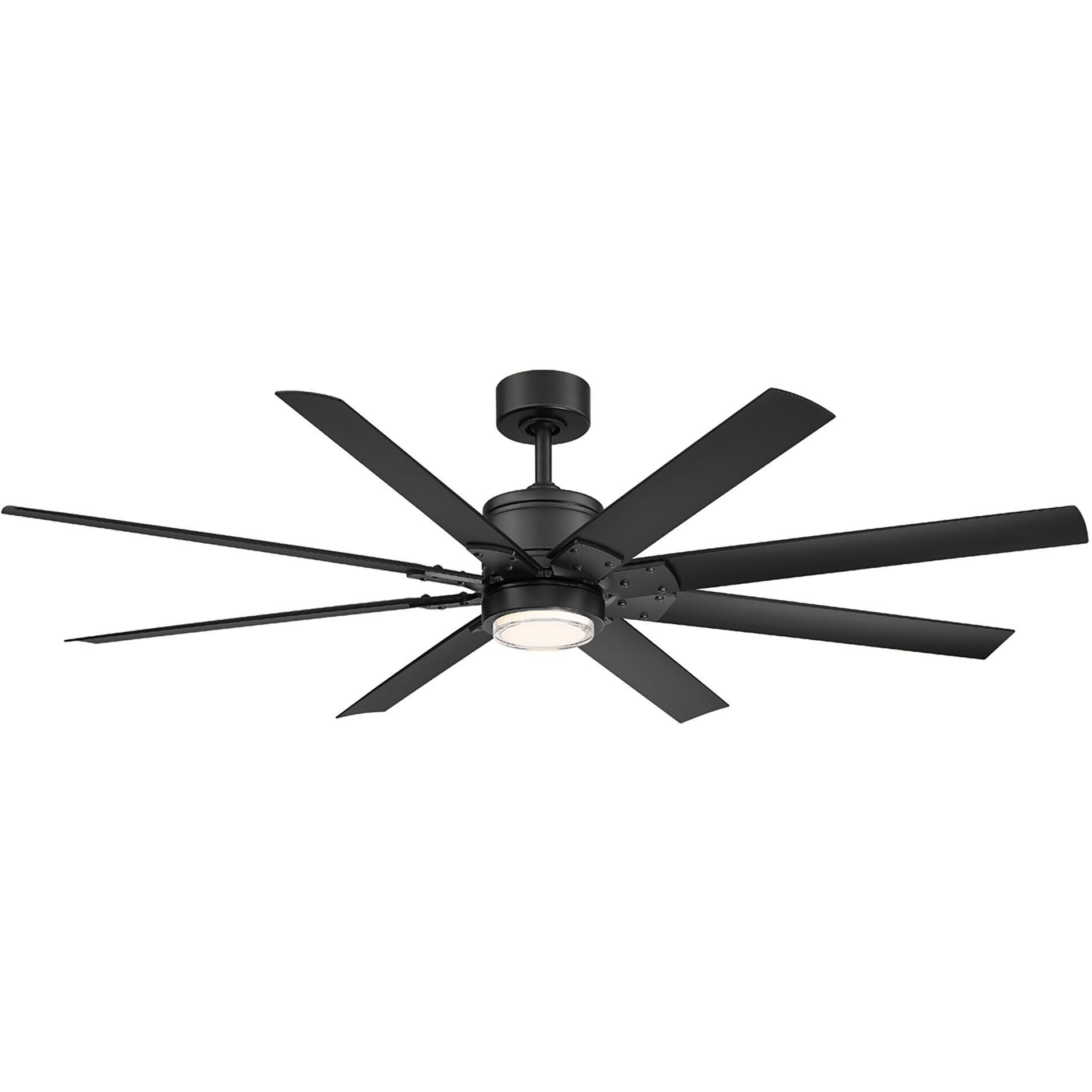 Renegade 66 inch Matte Black Downrod Ceiling Fan in 3000K, Smart Ceiling Fan