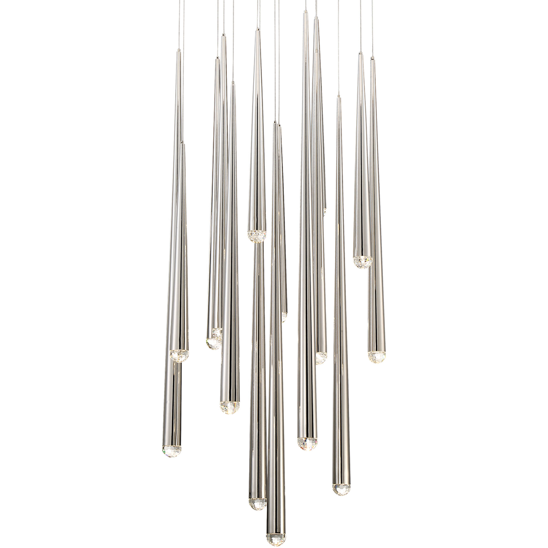 Modern Forms PD 41715R PN Cascade LED 23 inch Polished Nickel Multi Light Pendant Ceiling Light in 15 Round 37in