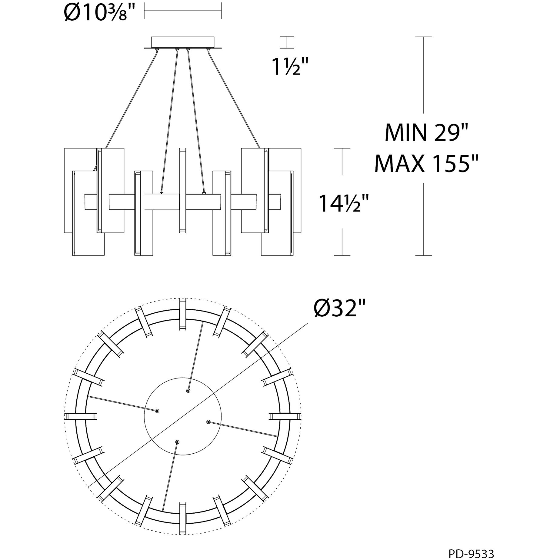 Ronan LED 32 inch Aged Brass Indoor Hanging Lighting Ceiling Light