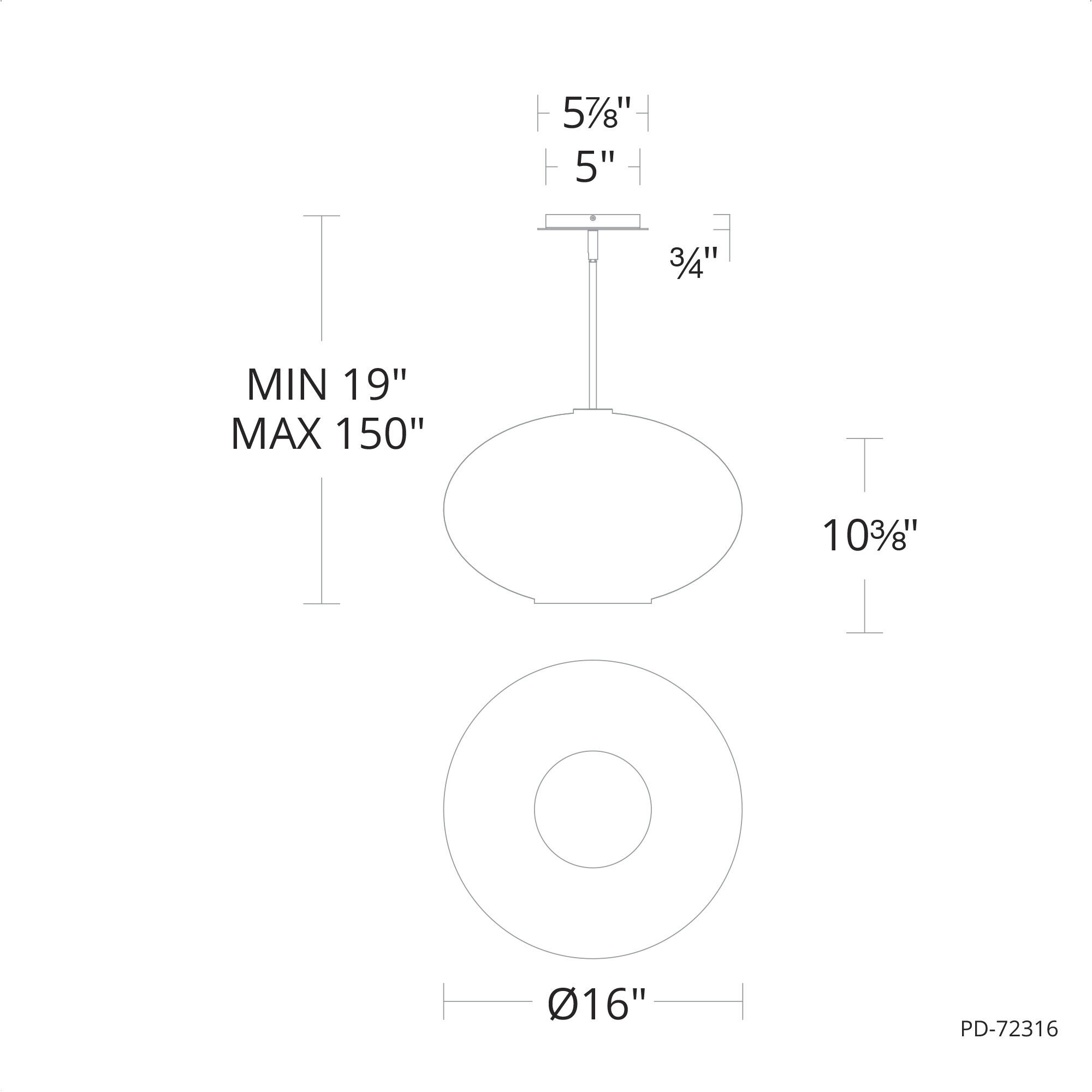 Illusion 1 Light 16 inch Black Pendant Ceiling Light in 2700K