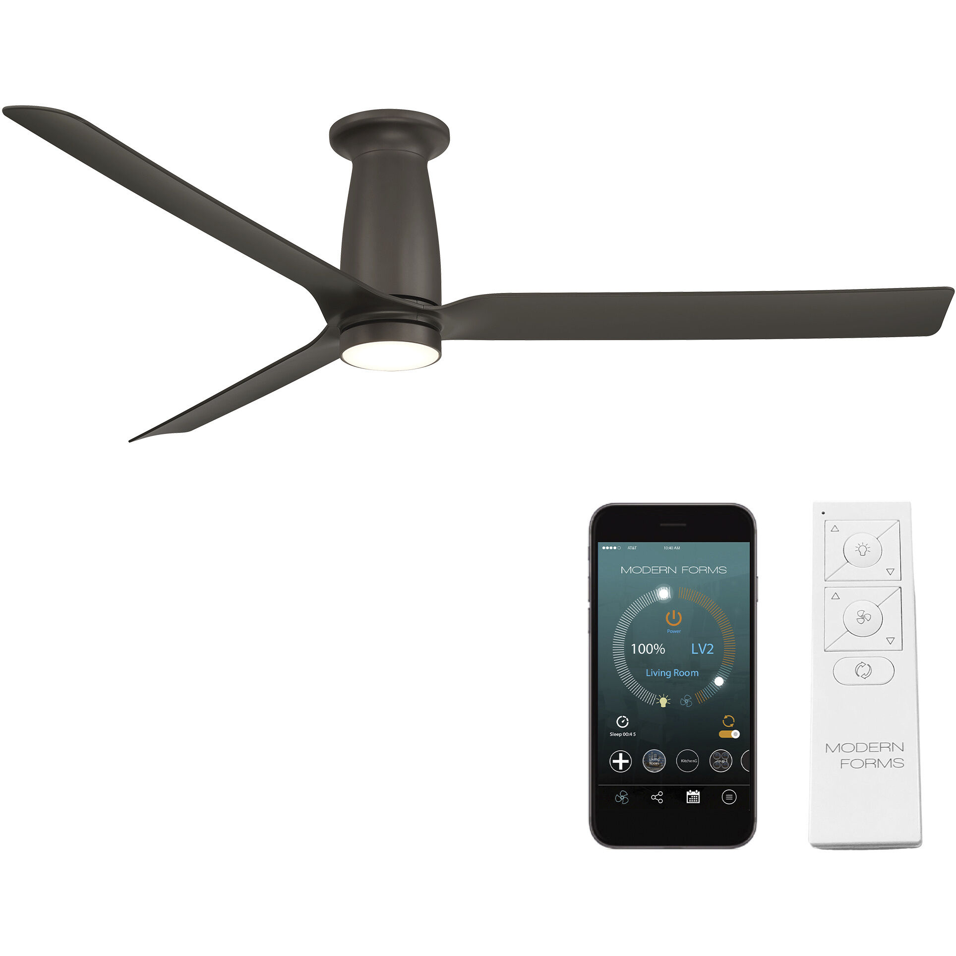 Smooth 52 inch Bronze Flush Mount Ceiling Fan