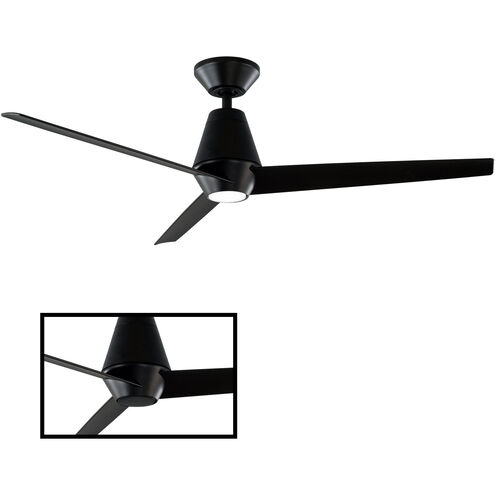 Slim 52 inch Matte Black Downrod Ceiling Fan in 3000K, Smart Ceiling Fan
