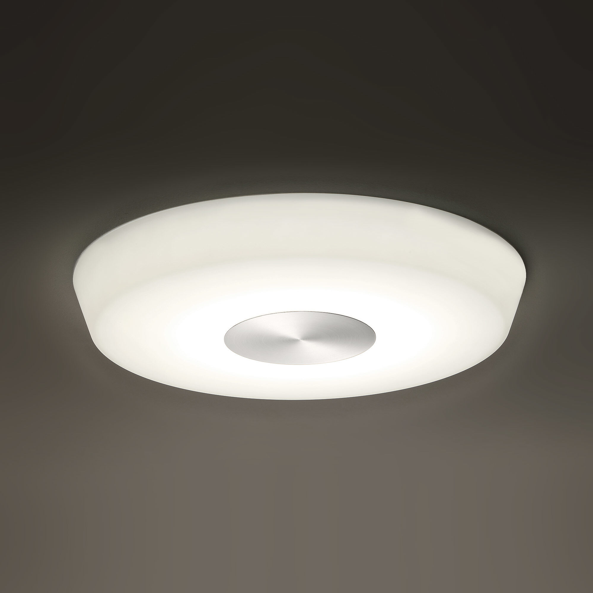 Sol LED 16 inch Brushed Nickel Flush Mount Ceiling Light in 16in.