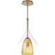 Helios LED 10 inch Aged Brass and Gold Leaf Mini-Pendant Ceiling Light