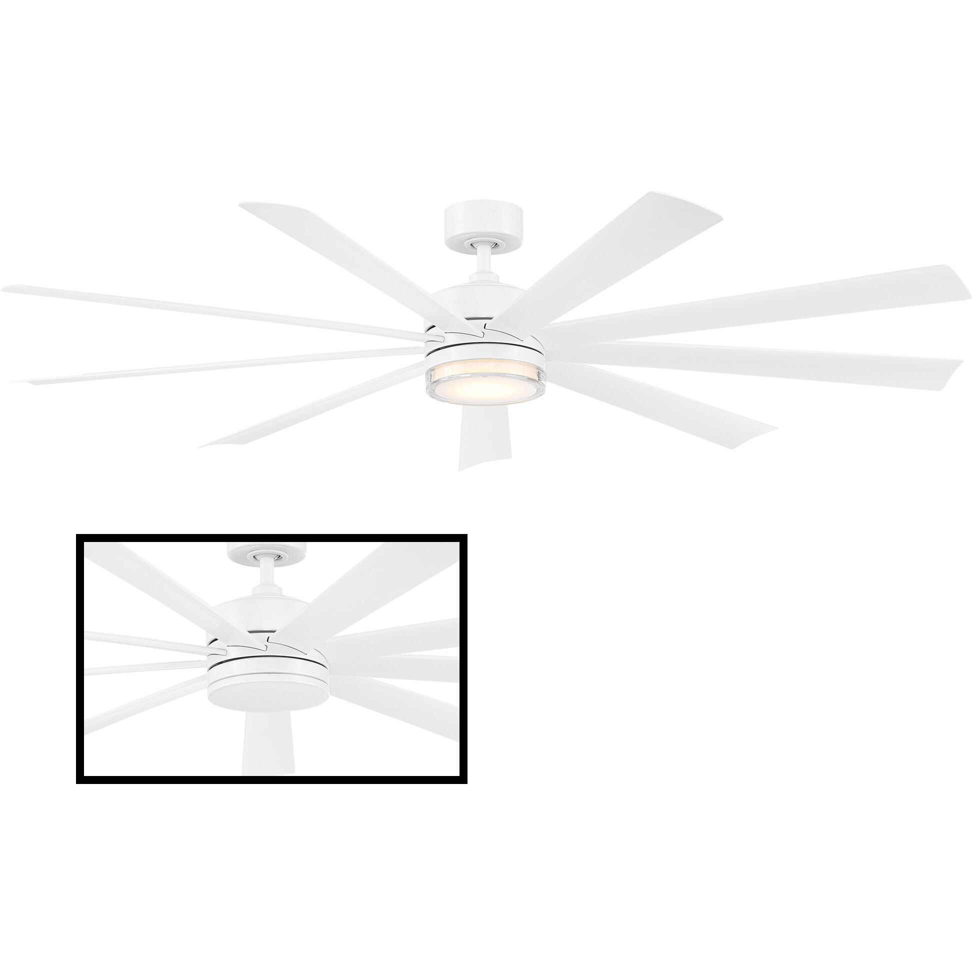 Wynd XL 72 inch Matte White Downrod Ceiling Fan in 3500K
