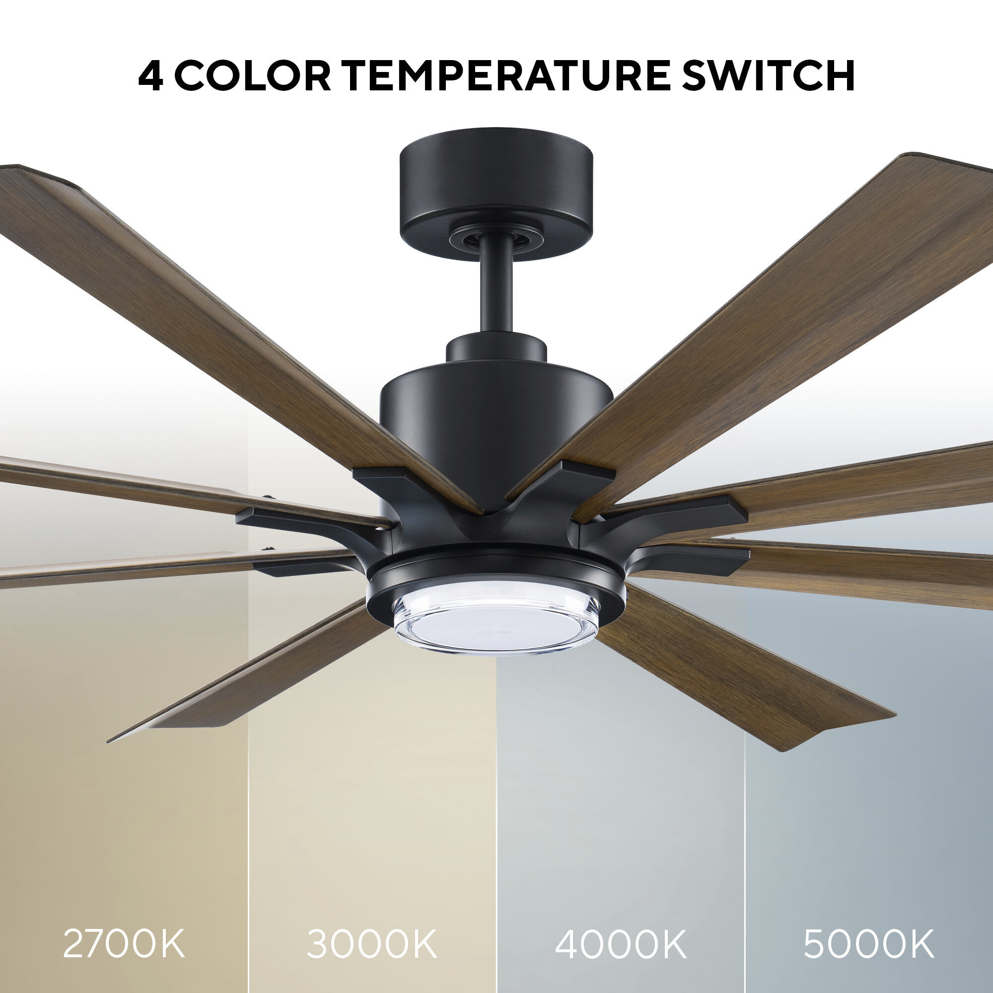 Size Matters 65 inch Matte Black Distressed Koa with Distressed Koa Blades Ceiling Fan