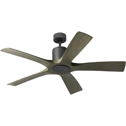 Aviator 54 inch Graphite and Weathered Gray with Weathered Gray Blades Downrod Ceiling Fan in Graphite Weathered Gray, Smart Ceiling Fan