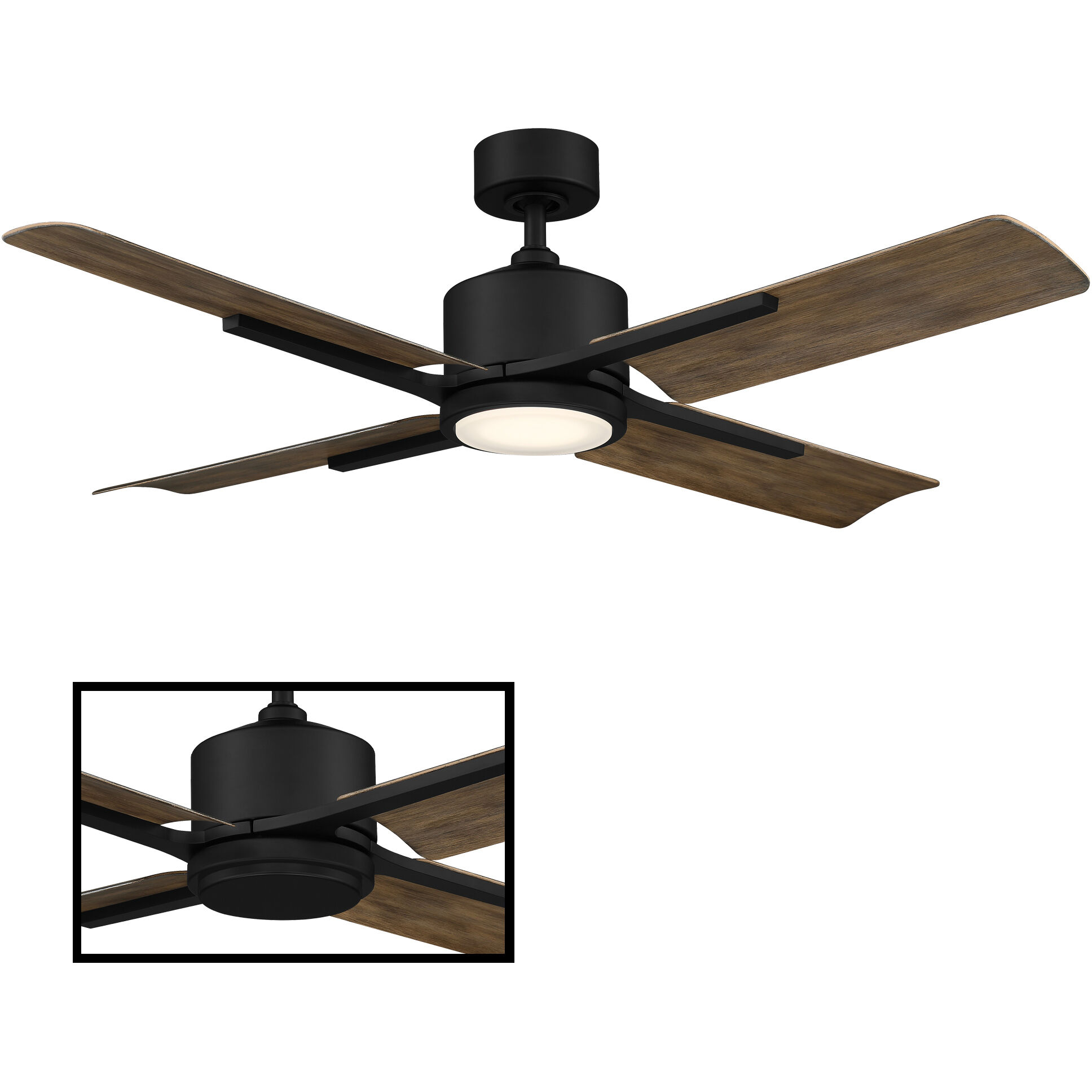 Cervantes 56 inch Matte Black Barn Wood with Barn Wood Blades Downrod Ceiling Fan in 2700K
