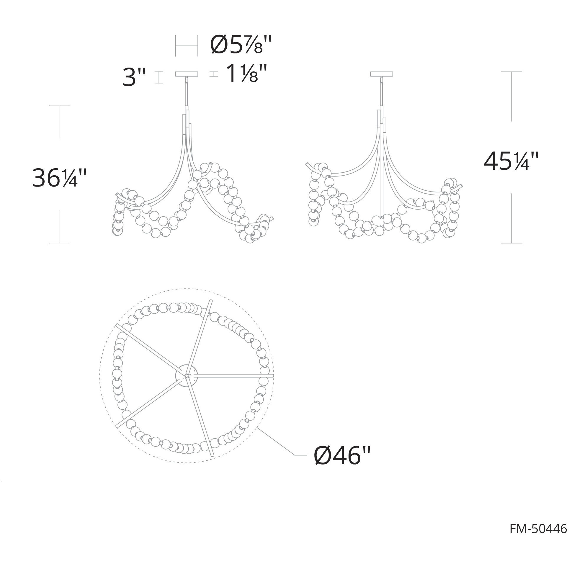 Parel 1 Light 46 inch Aged Brass Semi-Flush Mount Ceiling Light