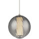 Swirly LED 5.9 inch Smoke Glass and Brushed Nickel Mini-Pendant Ceiling Light in 3500K