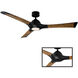 Woody 60 inch Matte Black and Distressed Koa with Distressed Koa Blades Downrod Ceiling Fan in 3500K, Matte Black Distressed Koa