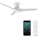 Tip Top 44 inch Matte White Flush Mount Ceiling Fan in 3000K, Smart Ceiling Fan
