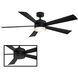 Wynd 52 inch Matte Black Downrod Ceiling Fan in 3000K, Smart Ceiling Fan