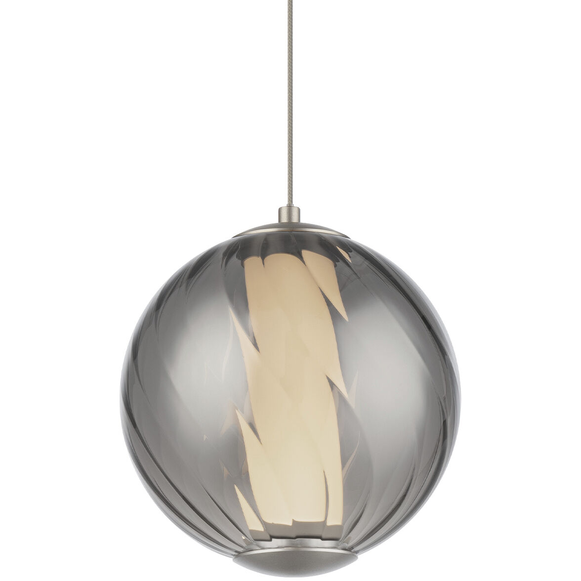 Swirly LED 5.9 inch Smoke Glass and Brushed Nickel Indoor Hanging Lighting Ceiling Light in 3500K