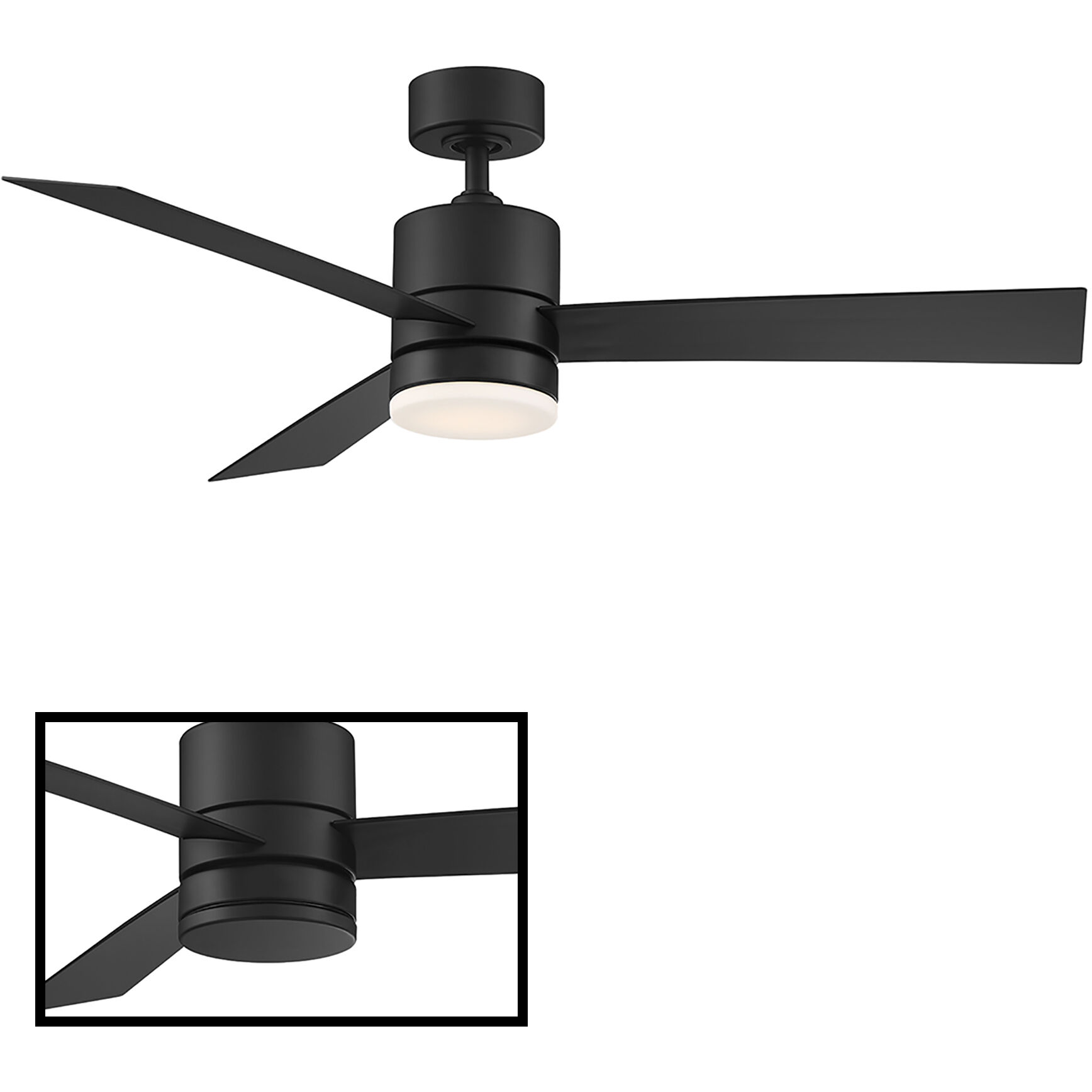 Axis 52 inch Matte Black Downrod Ceiling Fan in 3500K