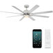 Renegade 66 inch Brushed Nickel Titanium with Titanium Blades Downrod Ceiling Fan in 3000K
