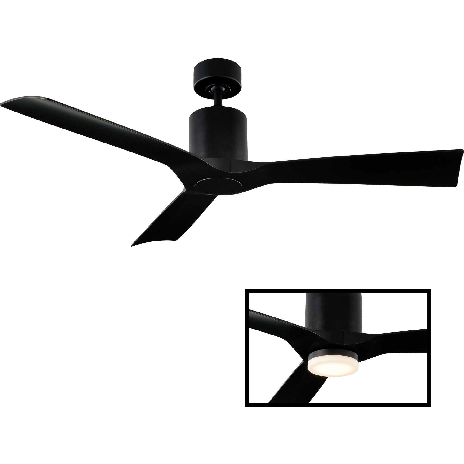 Aviator 54 inch Matte Black Downrod Ceiling Fan