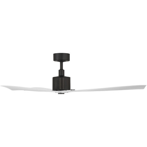 Spinster 60 inch Matte Black and Matte White with Matte White Blades Downrod Ceiling Fan in Matte Black Matte White