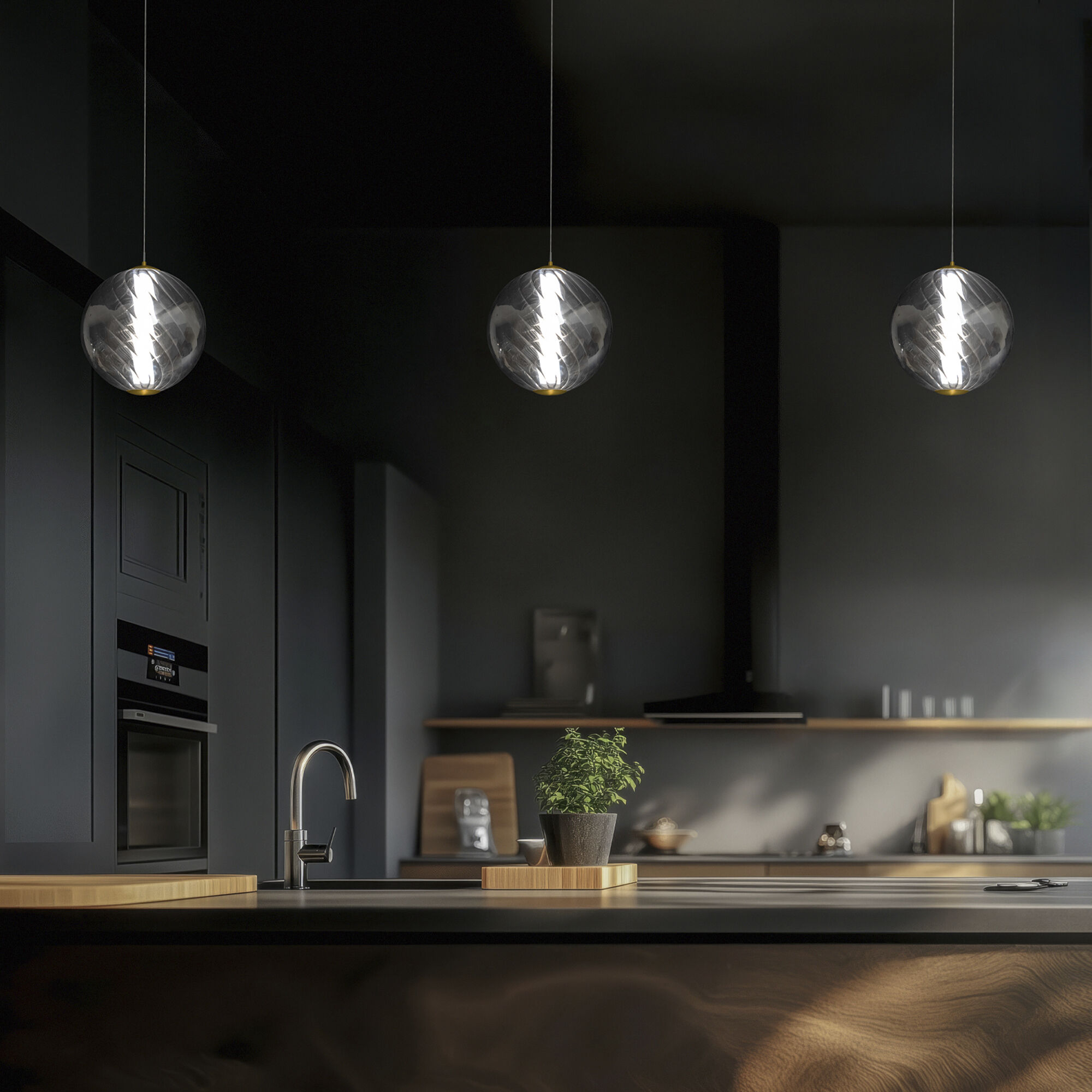 Swirly LED 5.9 inch Smoke Glass and Brushed Nickel Indoor Hanging Lighting Ceiling Light in 3500K