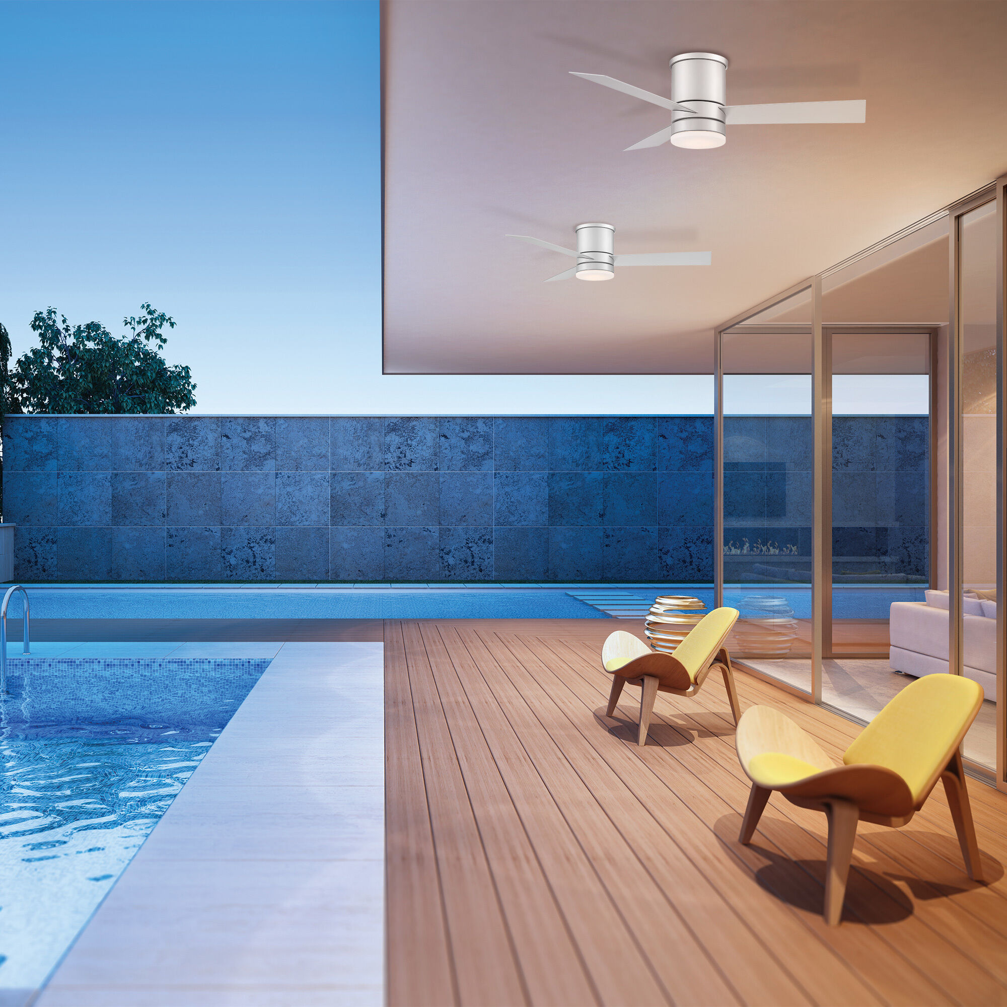 Axis 44 inch Matte White Flush Mount Ceiling Fan in 3000K