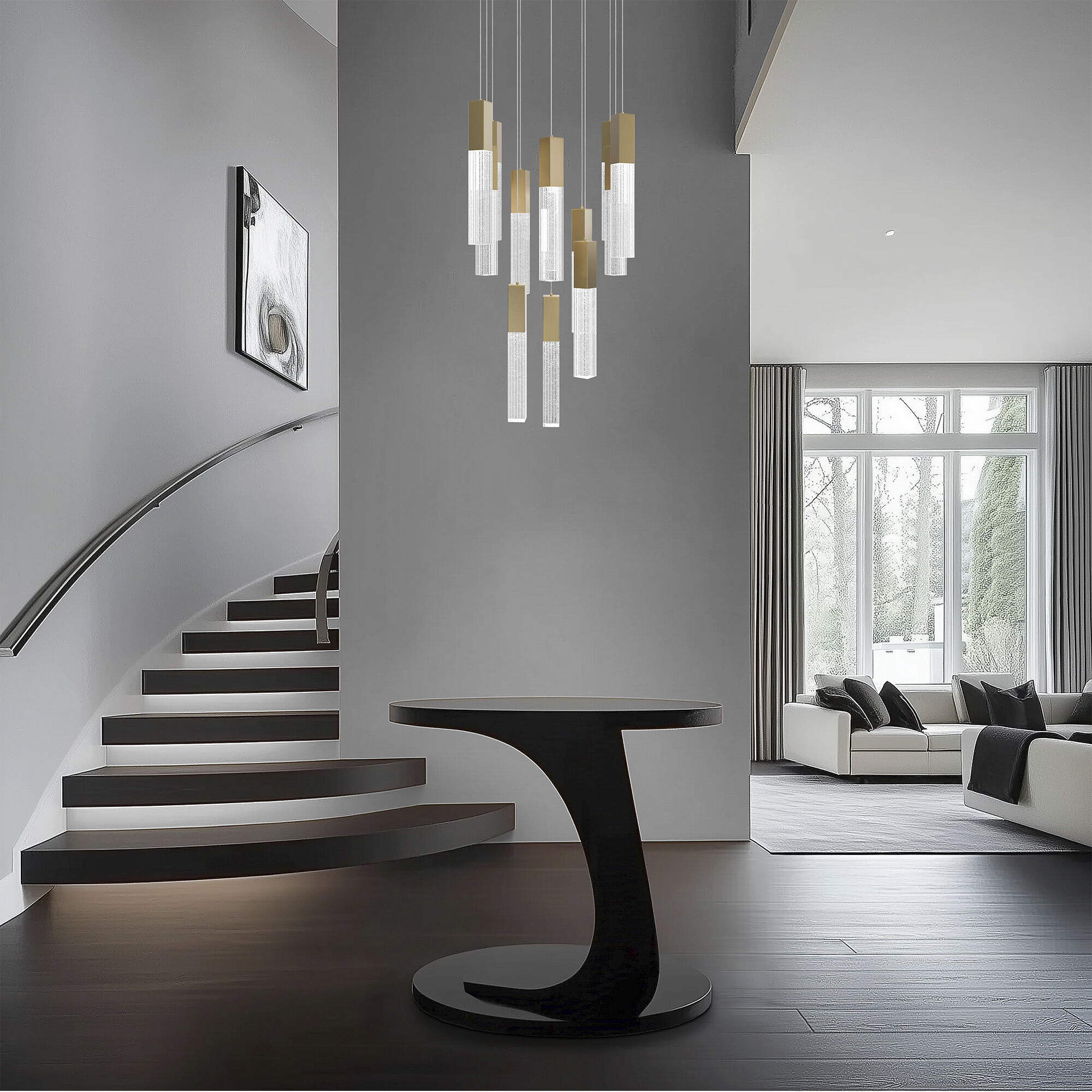 Cinema LED 28 inch Aged Brass Indoor Hanging Lighting Ceiling Light