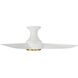 Corona 44 inch Soft Brass and Matte White with Matte White Blades Flush Mount Ceiling Fan in 3500K, Soft Brass Matte White