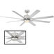 Renegade 66 inch Brushed Nickel Titanium with Titanium Blades Downrod Ceiling Fan in 3000K