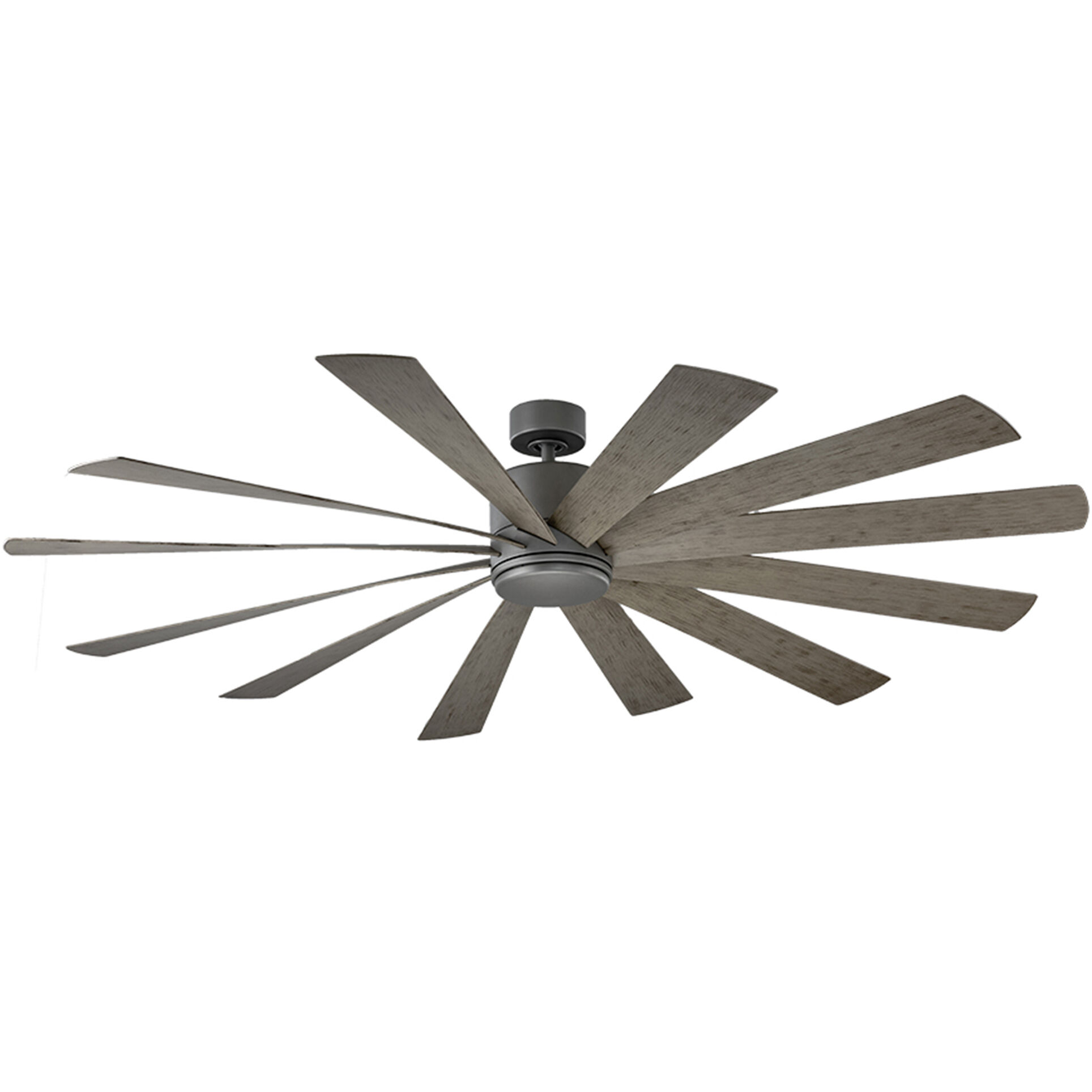 Windflower 80 inch Graphite and Weathered Gray with Weathered Gray Blades Downrod Ceiling Fan in 3000K, Graphite Weathered Gray, Smart Ceiling Fan