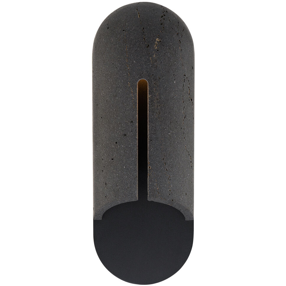 Clog LED 16 inch Bassalt Stone and Black Outdoor Wall Lighting in 4000K