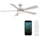 Wynd 60 inch Stainless Steel Downrod Ceiling Fan in 3000K, Smart Ceiling Fan