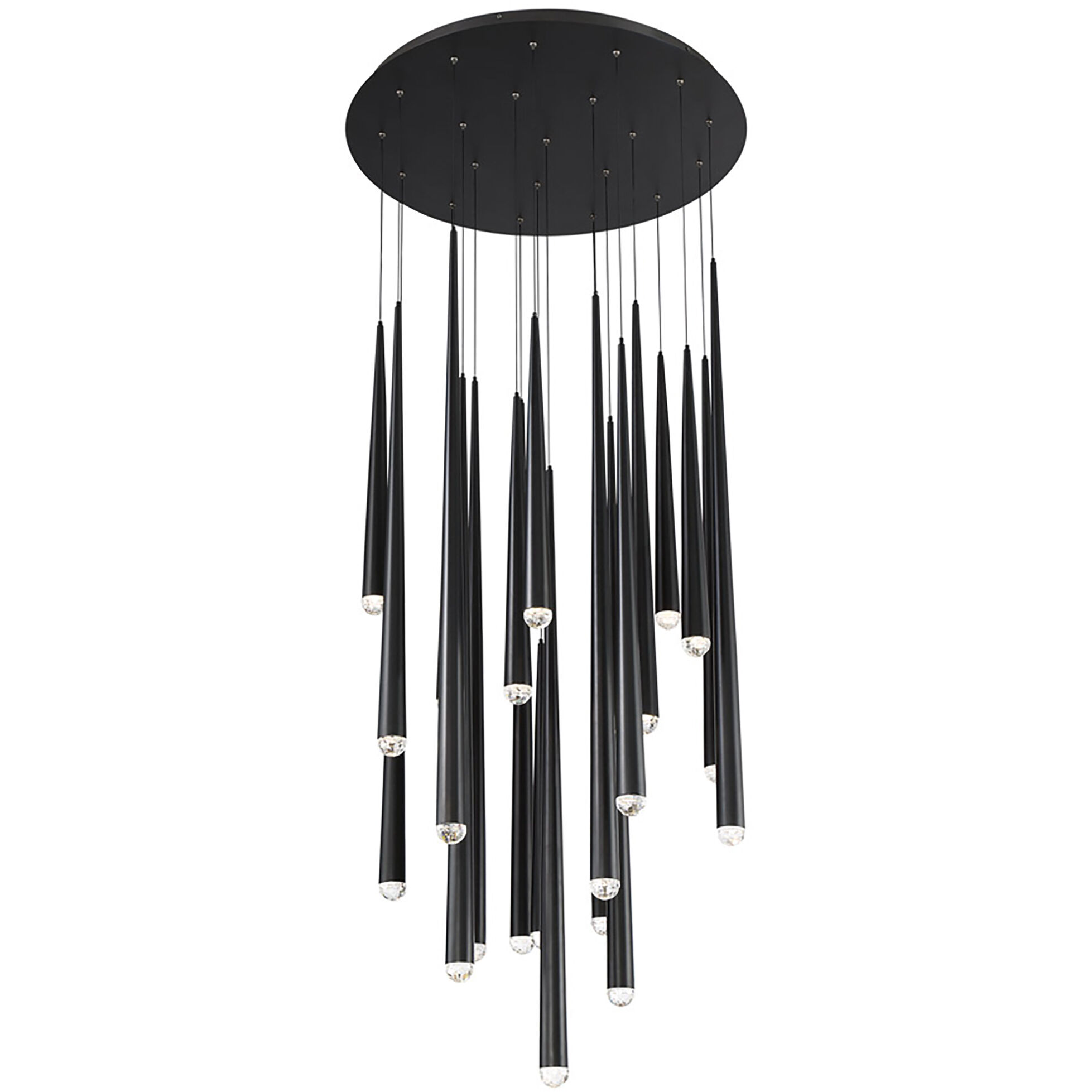 Cascade LED 26 inch Black Multi-Light Pendant Ceiling Light in 21, Round, 37in.