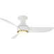 Corona 44 inch Soft Brass and Matte White with Matte White Blades Flush Mount Ceiling Fan in 3500K, Soft Brass Matte White