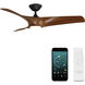 Zephyr 52 inch Matte Black and Distressed Koa with Distressed Koa Blades Downrod Ceiling Fan in Matte Black Distressed Koa, Smart Ceiling Fan