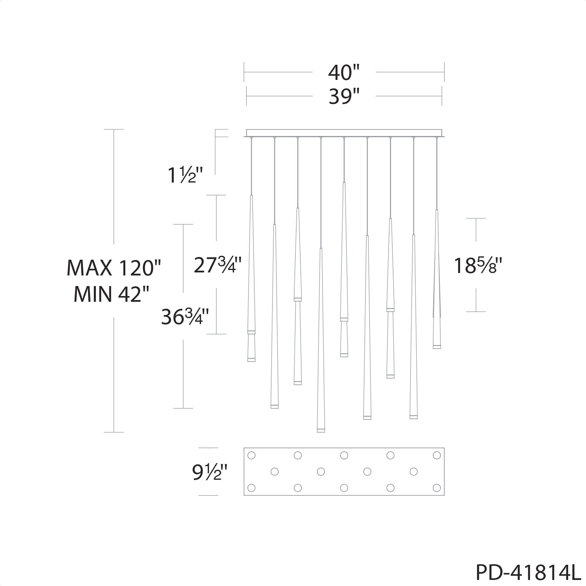 Cascade 14 Light 10 inch Polished Nickel Multi-Light Pendant Ceiling Light