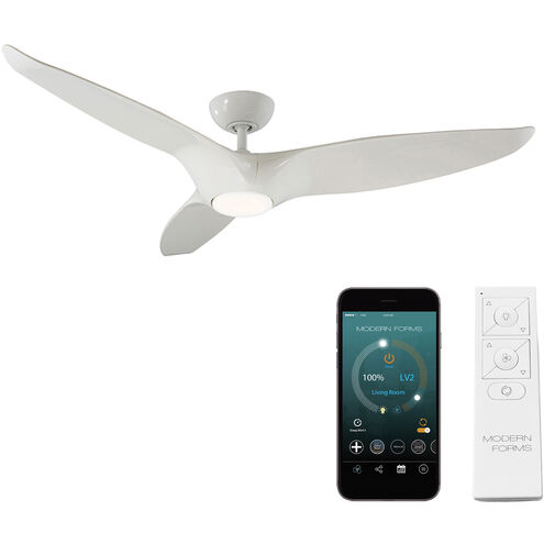Morpheus III 60 inch Gloss White Downrod Ceiling Fan in 2700K