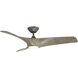 Zephyr 52 inch Graphite and Weathered Wood with Weathered Wood Blades Downrod Ceiling Fan in Graphite Weathered Wood, Smart Ceiling Fan